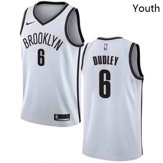 Youth Nike Brooklyn Nets 6 Jared Dudley Swingman White NBA Jersey Association Edition